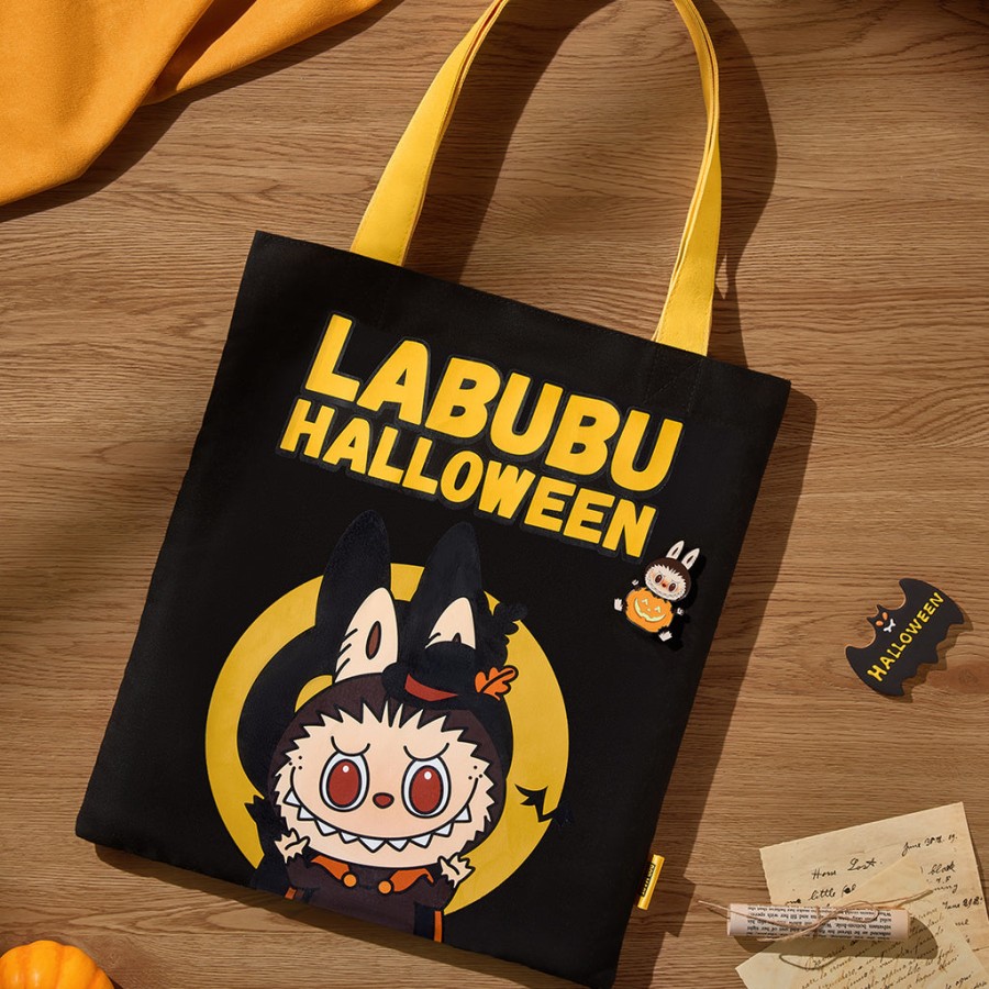 pop mart happy halloween party series labubu tote bag