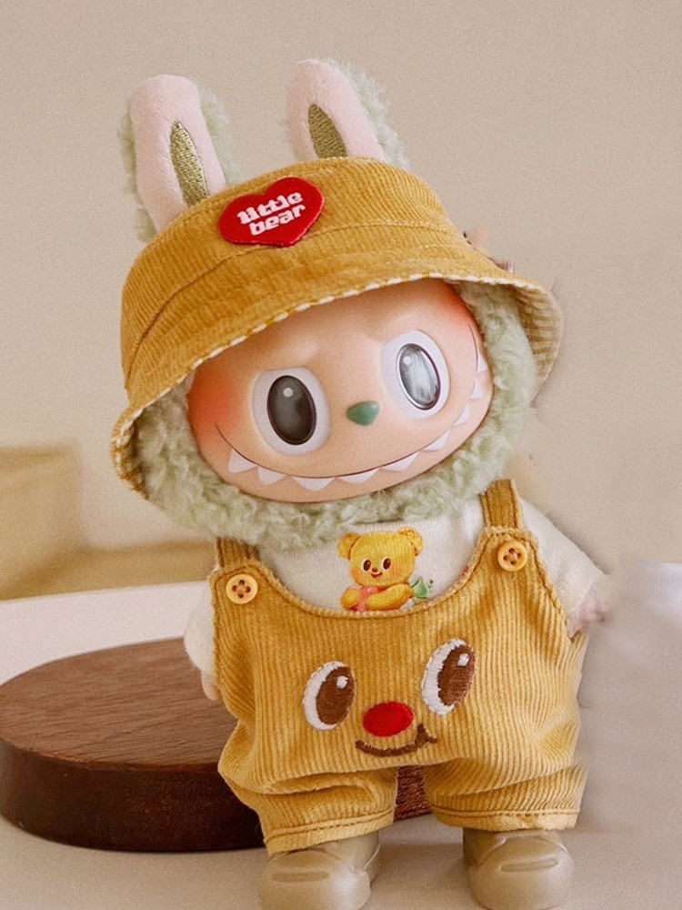 labubu exciting macaron 17cm pop met bruine outfits