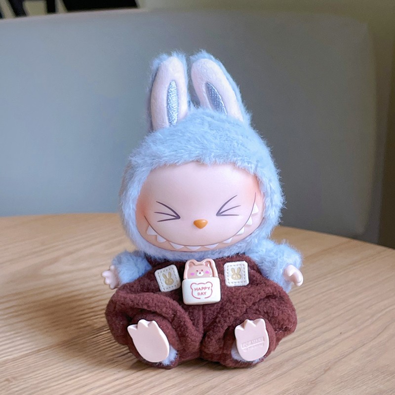 labubu exciting macaron 17cm pop met bruine outfits