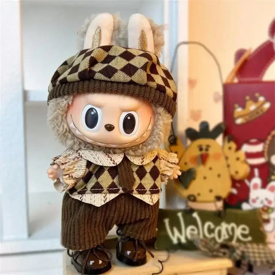 labubu brown geruite outfit