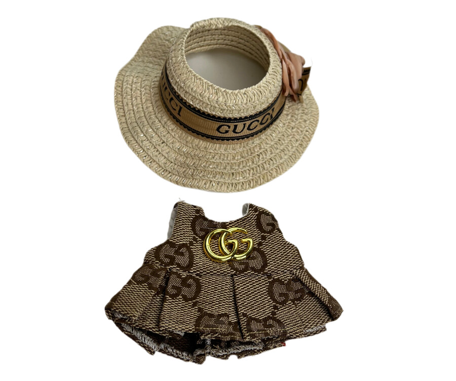lente gg bruine jurk outfit 2-delige set