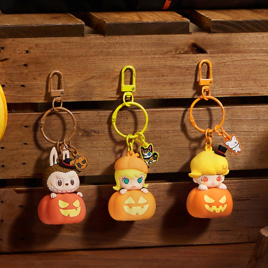 pop mart happy halloween party series labubu lichtgevende pompoenhanger