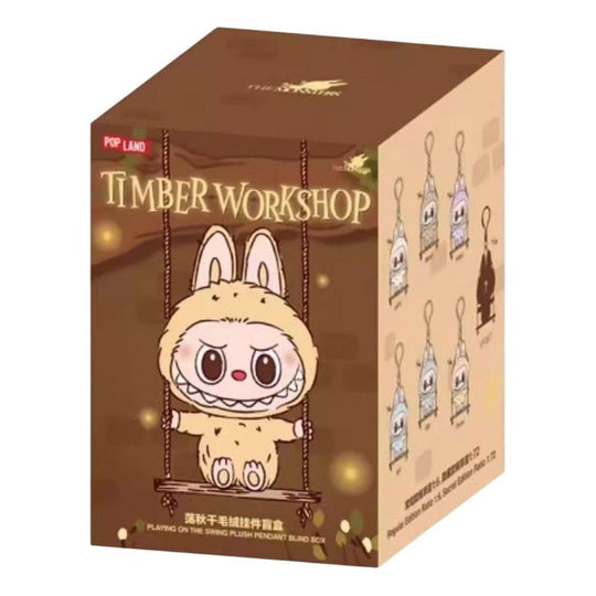 pop mart labubu the monsters timber workshop playing on the swing hanger pop land exclusive verzegelde doos 1 blind box ppmt-2406-0018-1b